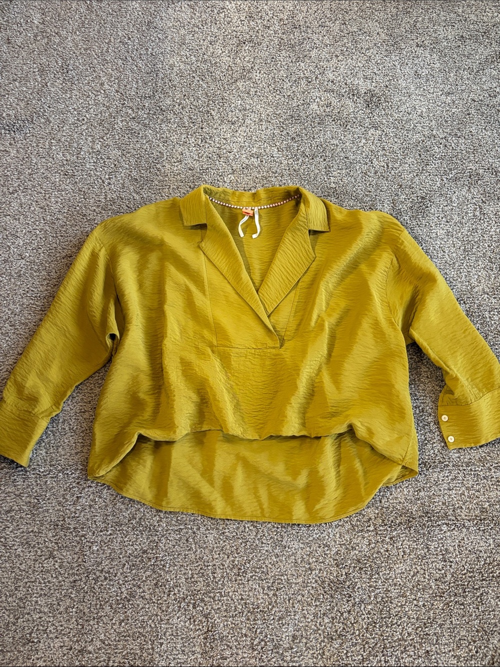 Women’s Olive Green V-Neck Viscose Blouse